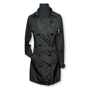 Maison Scotch Trench Coat‎ Lightweight Double Breasted Black Rain Jacket Small